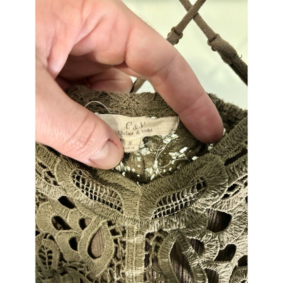 NWT C&V Chelsea & Violet Ruffle Olive Green Lined Dress Size-S - Picture 16 of 16